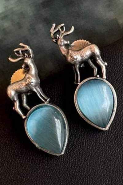 Blue Deer (EARRINGS)