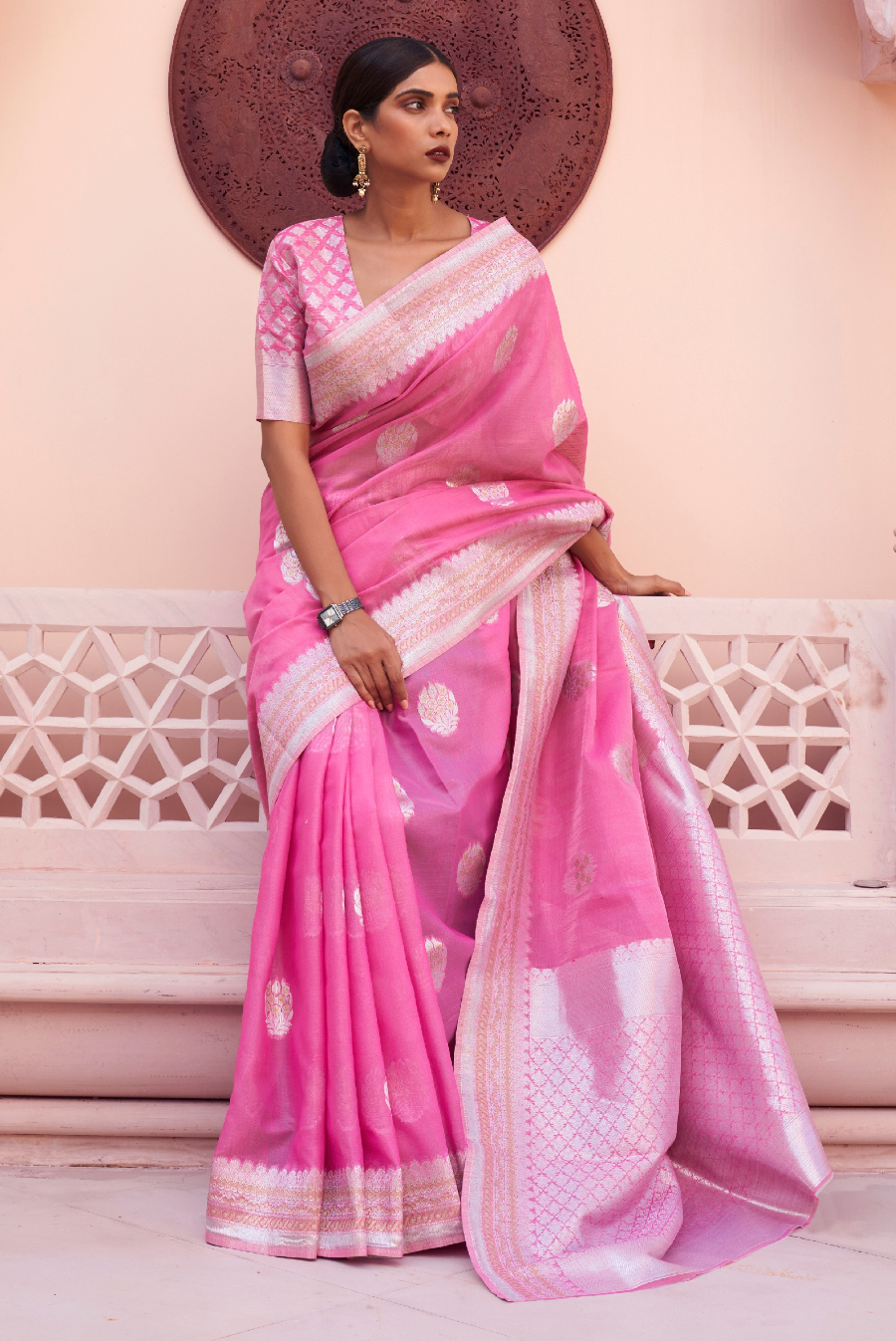 1,300+ Pink Saree Stock Photos, Pictures & Royalty-Free Images