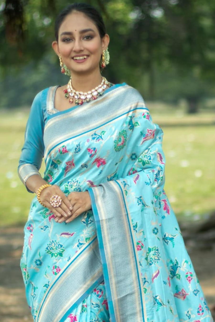 Silk Sky blue Saree in Weaving - SR23953