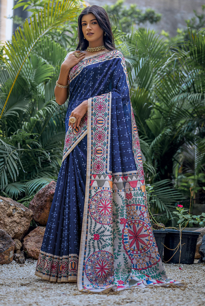 Madhubani Tussar Silk Saree – Shop@DVIJA