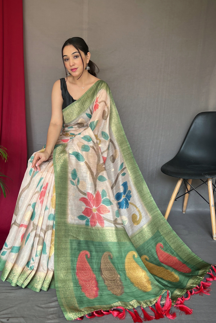LT fabrics Madhubani Fancy Printed Chanderi Silk saree catalog Wholesaler